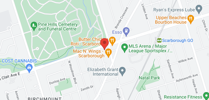 map of 3549 ST CLAIR AVE E